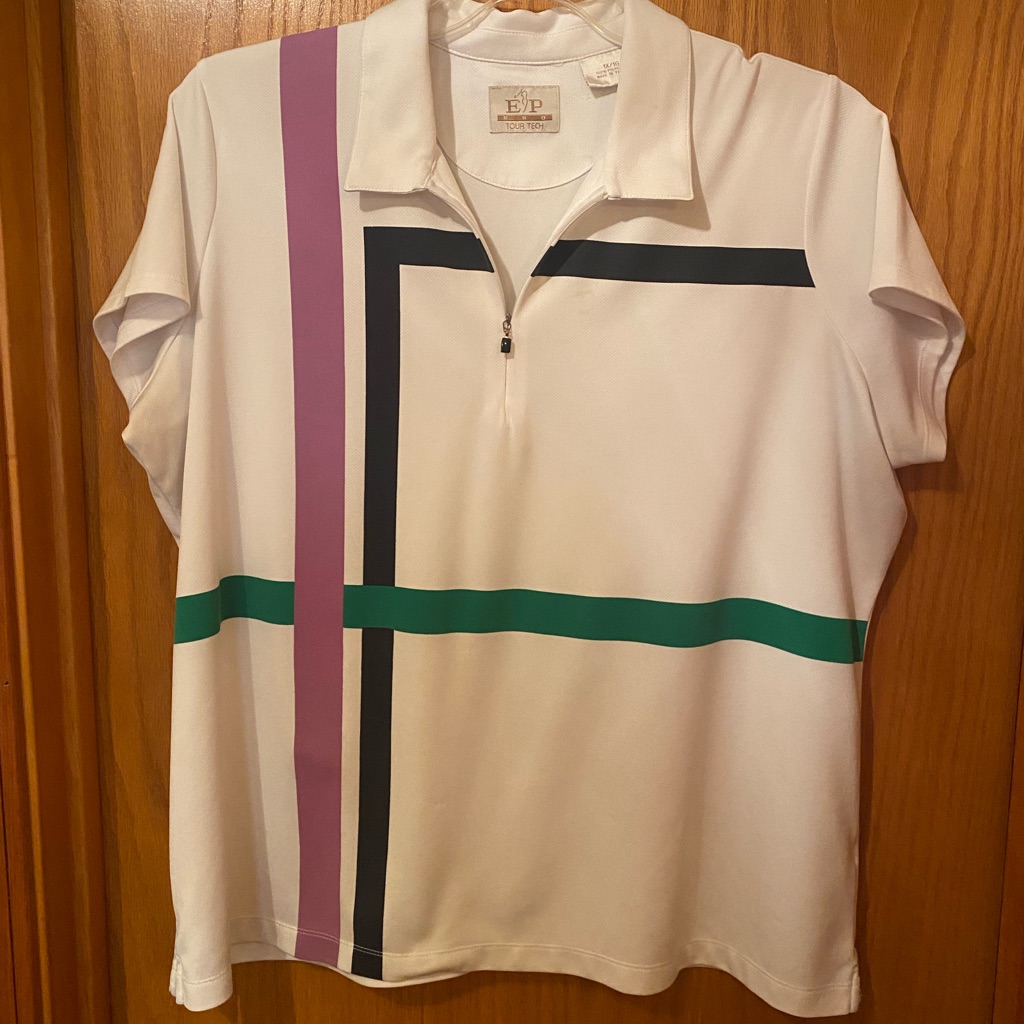 Ep Pro White Short-Sleeve Polo With Green, Purple & Navy Stripes